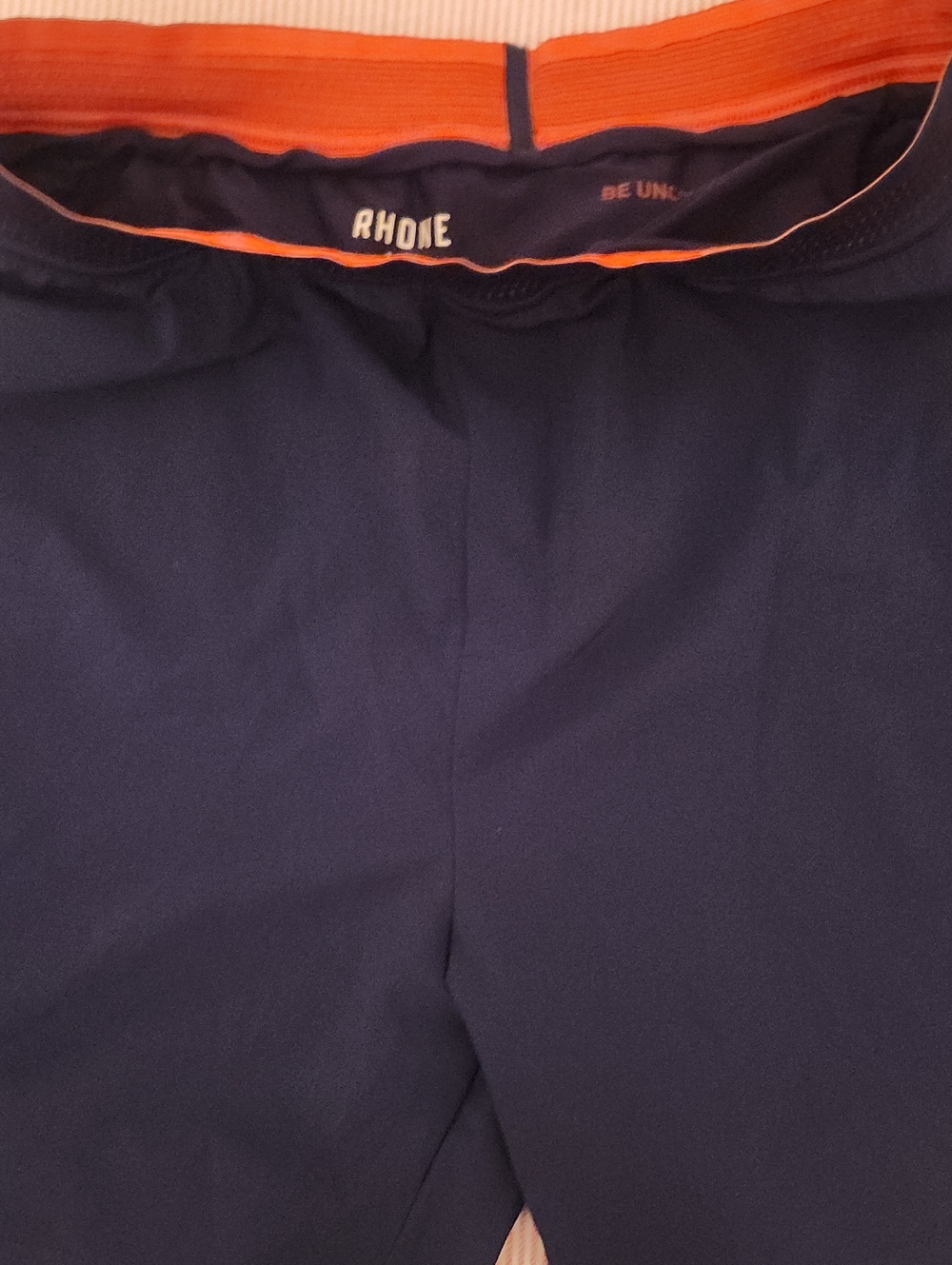 RHONE Navy Shorts with Orange Trim